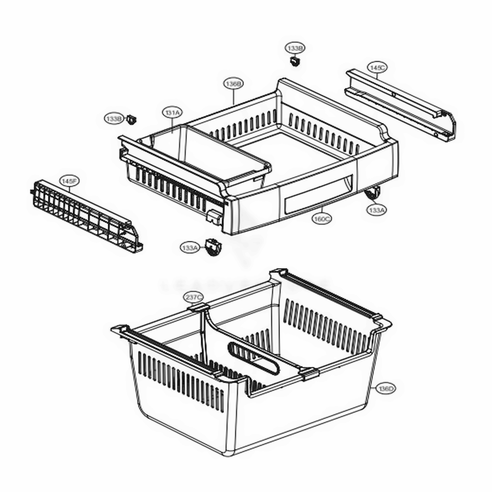 Freezer Parts Diagram and Parts List for LDC24370SW ASWCNA1 LG Refrigerator