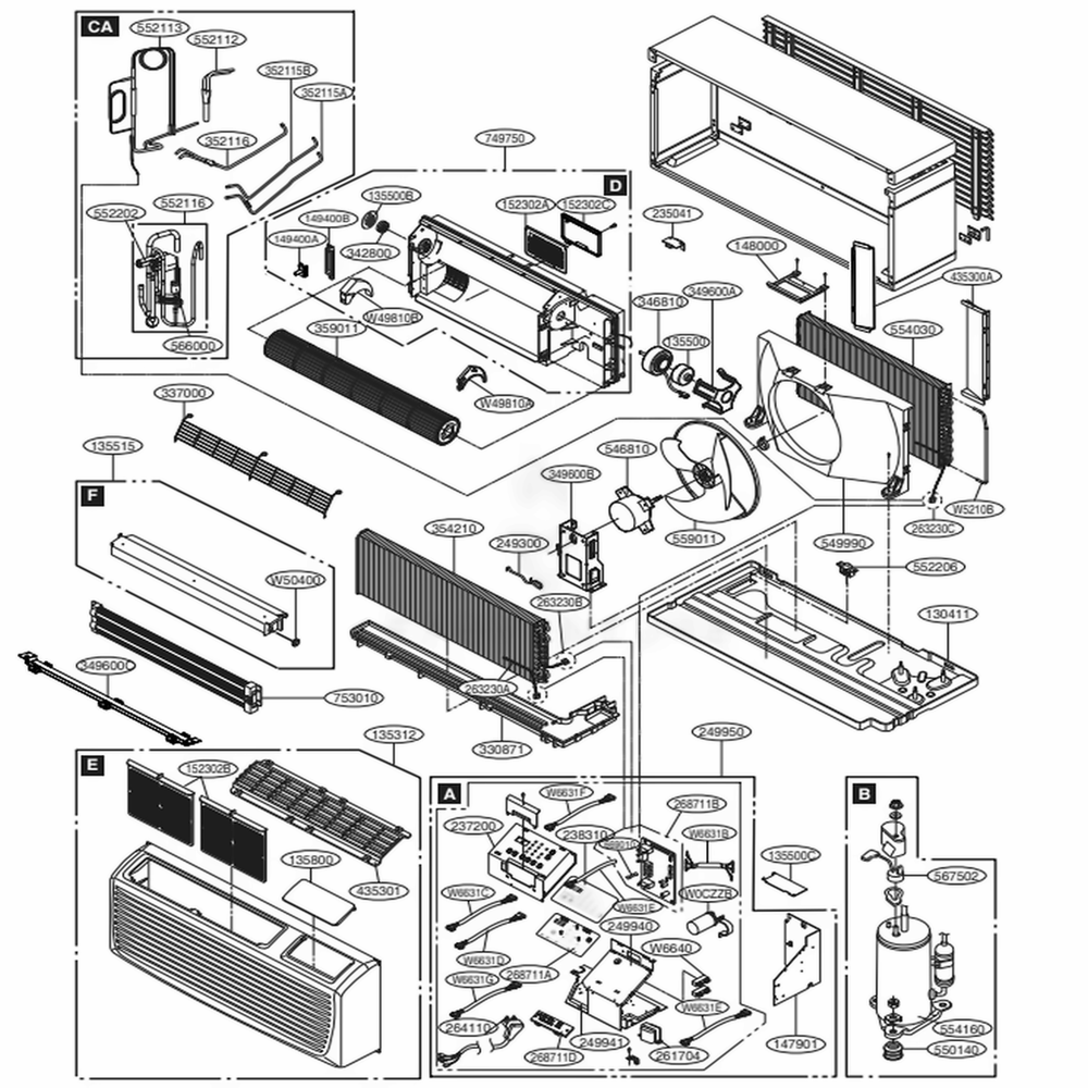 Main Diagram and Parts List for LP123HD3B ASBBEUS LG Air Conditioner