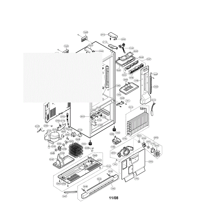 Case Diagram and Parts List for LFC20760SB 00 LG Refrigerator