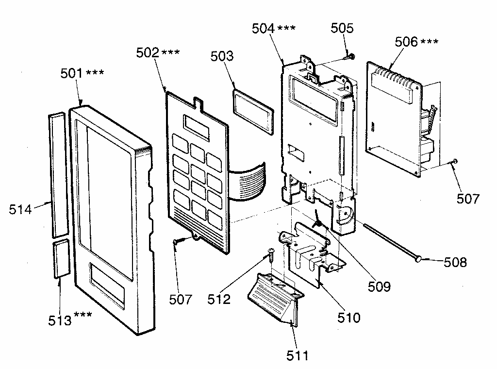 Control Panel Diagram and Parts List for 7218821980  Kenmore Microwave