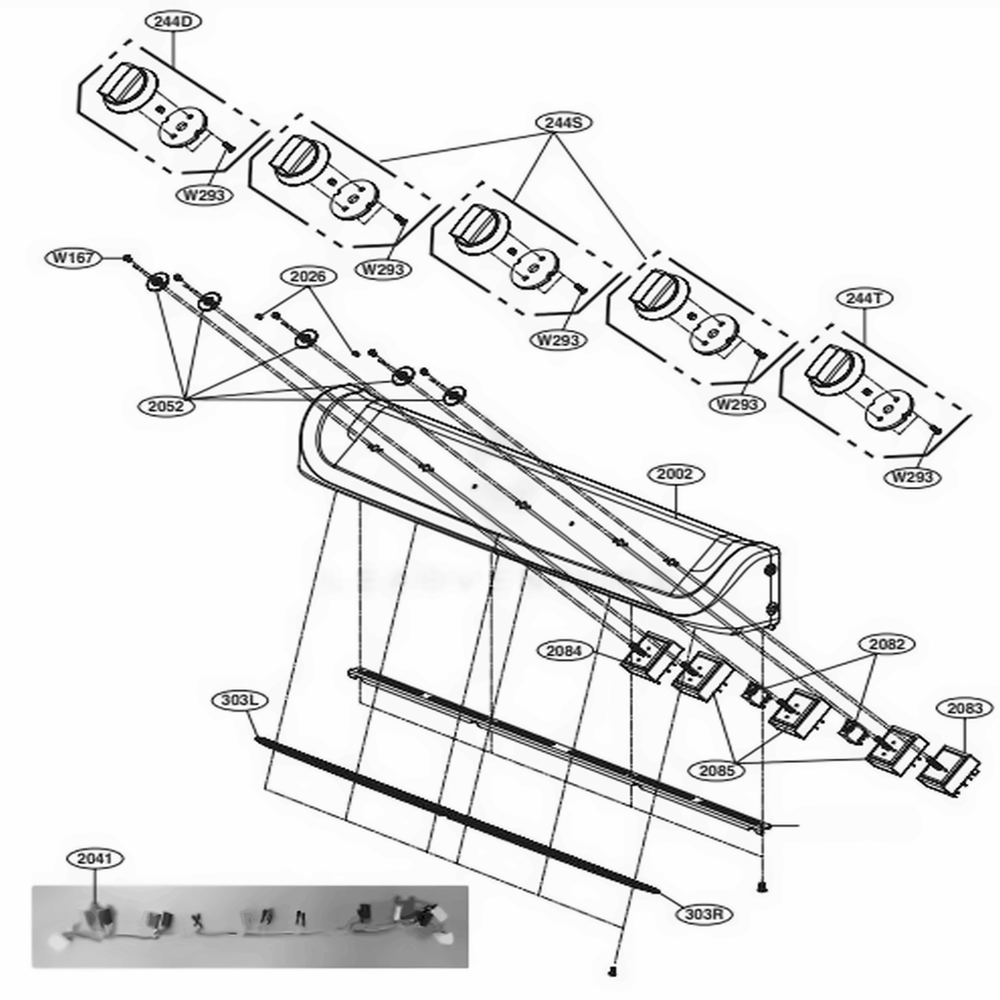 Cooktop Control Parts Diagram and Parts List for LDE4415BD ABDLLGA LG Range