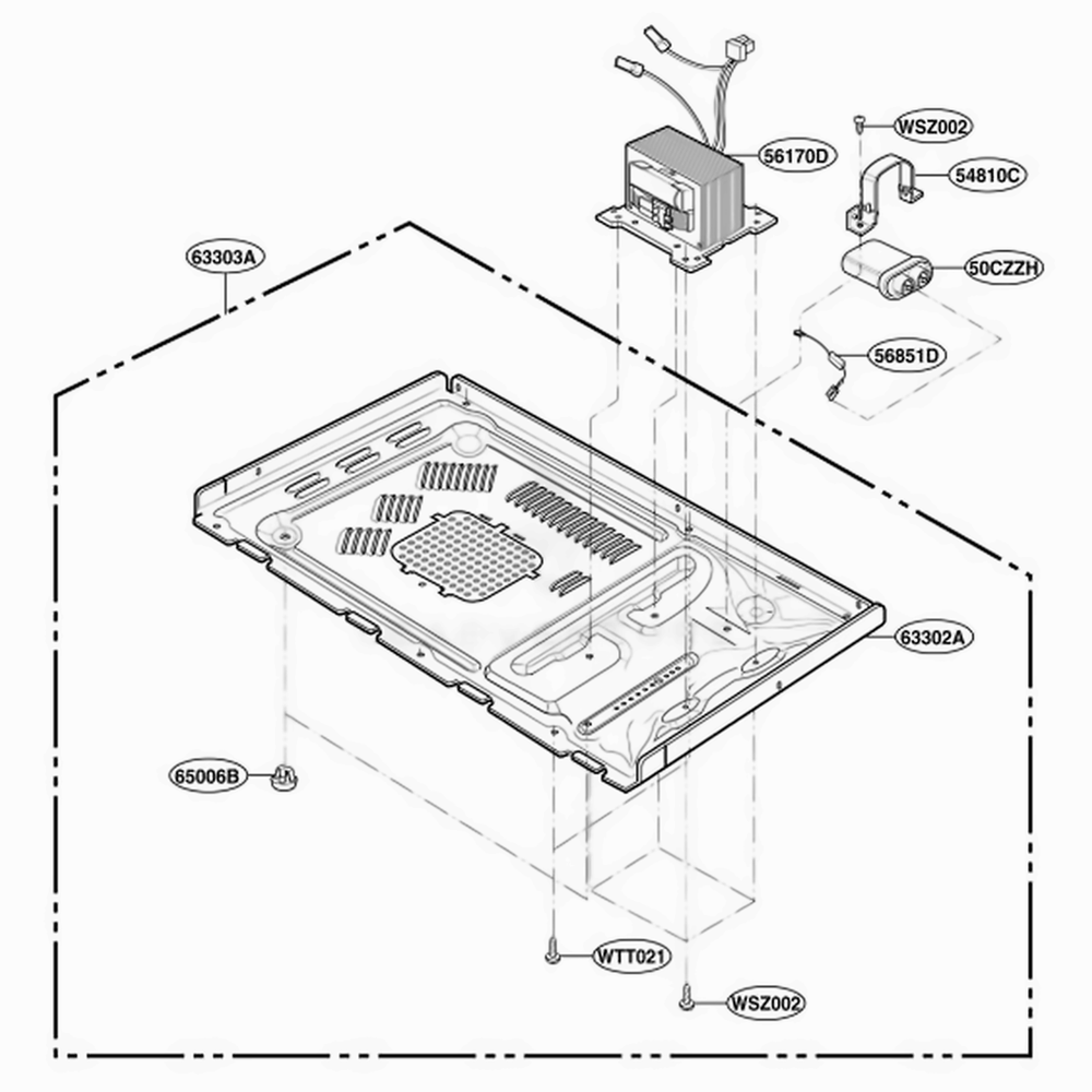 Base Plate Parts Diagram and Parts List for MA795B CBKEGSE LG Microwave