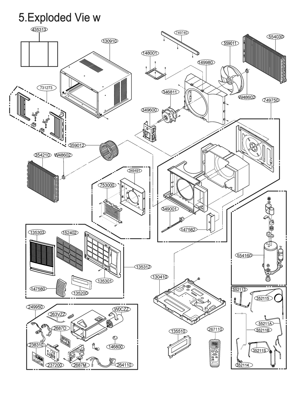 Diagram 1 Diagram and Parts List for UWX123CKMMB ASWAFRD LG Air Conditioner