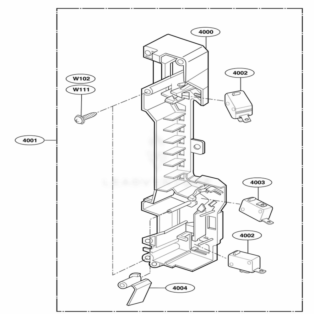 Latch Board Parts Diagram and Parts List for MMV5165AAS ASBEMTG LG Wall Oven