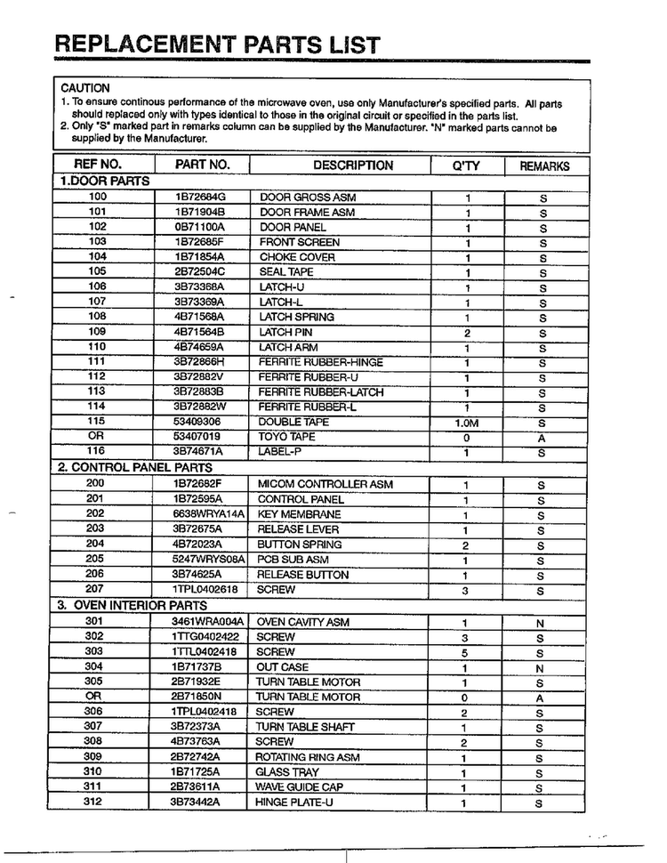 Complete Microwave Ass`y Page 6 Diagram and Parts List for 68-9246  LG Microwave