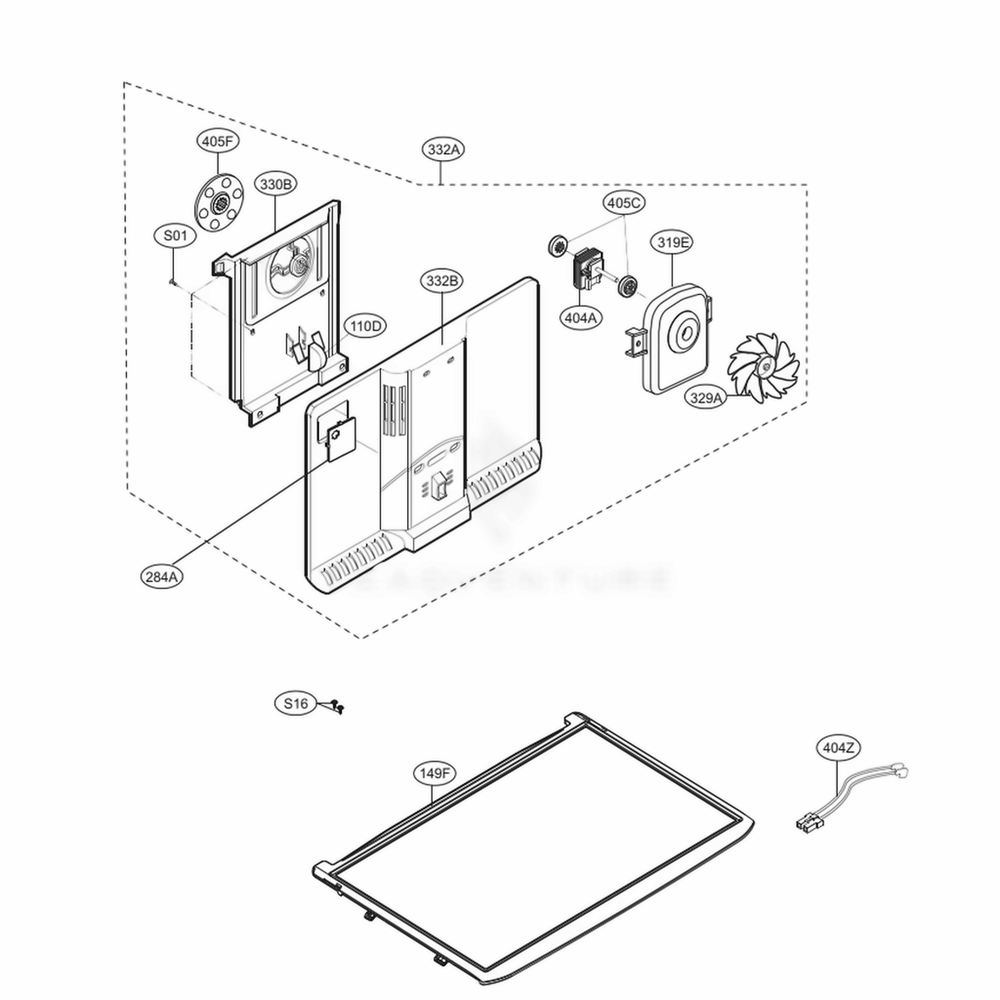 Freezer Parts Diagram and Parts List for 79433 ASTCSE5 LG Refrigerator