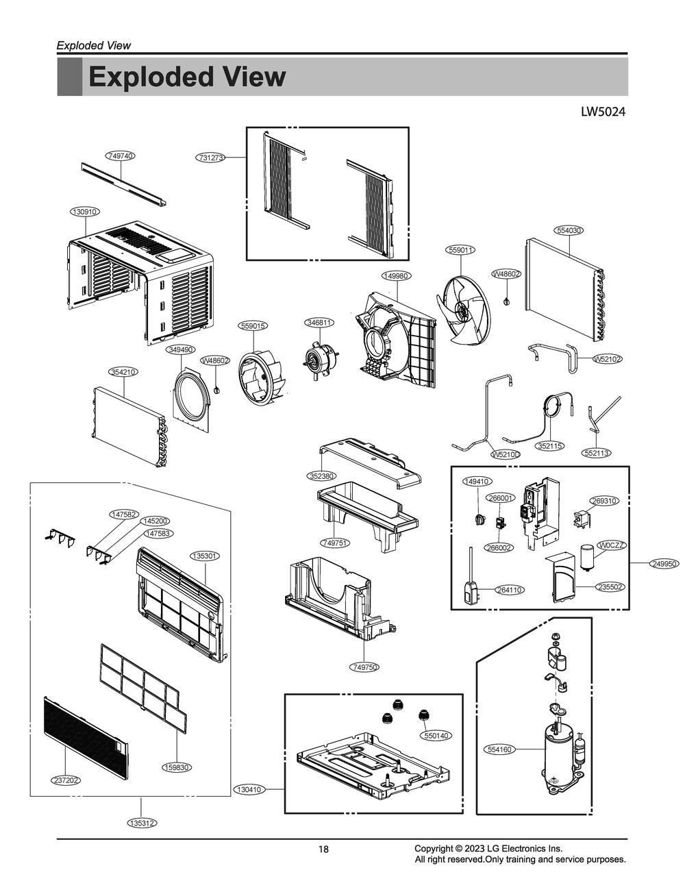 Diagram 1 Diagram and Parts List for LW5024 AT1AUSH LG Air Conditioner