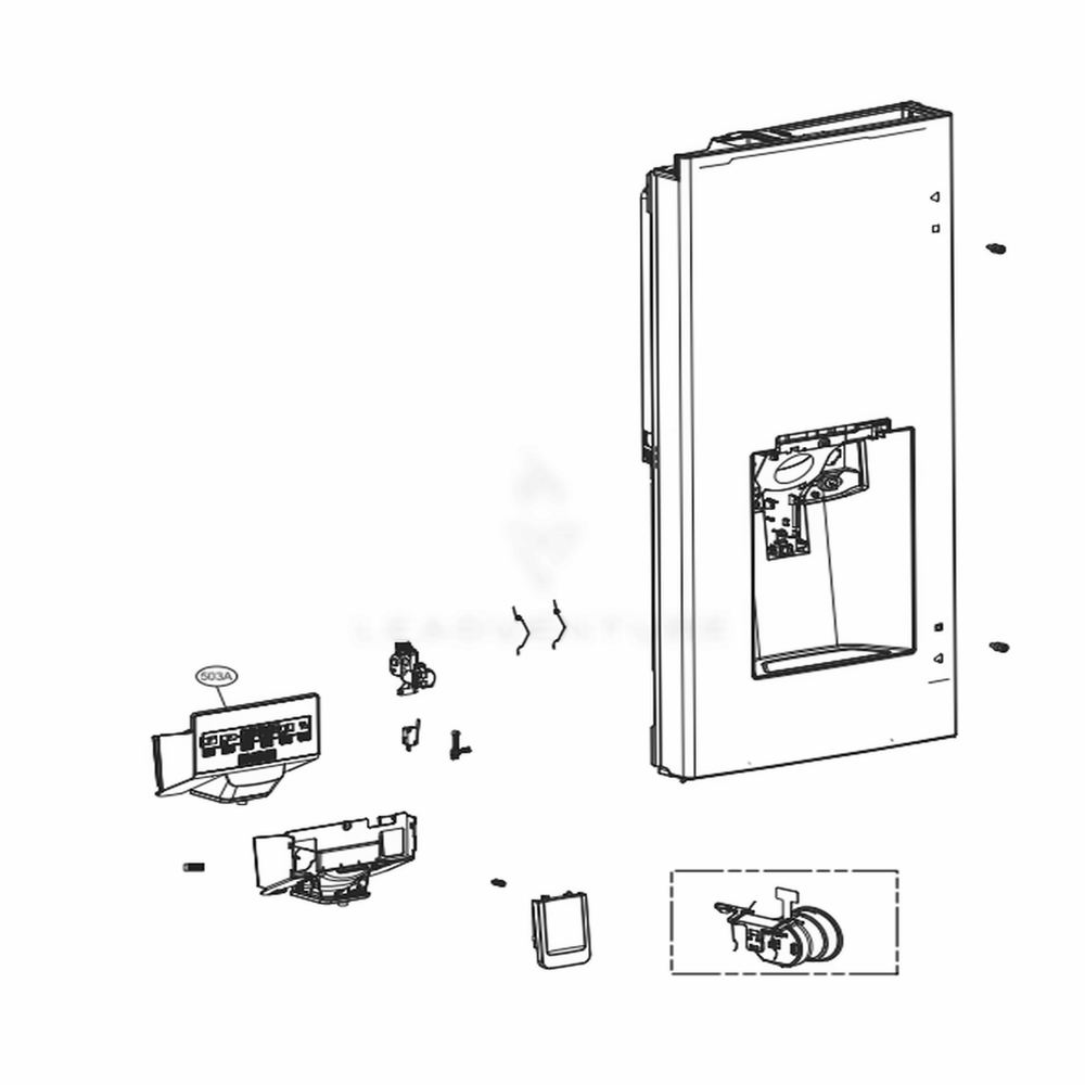Dispenser Parts Diagram and Parts List for LRFXS2503D ASBCNA0 LG Refrigerator