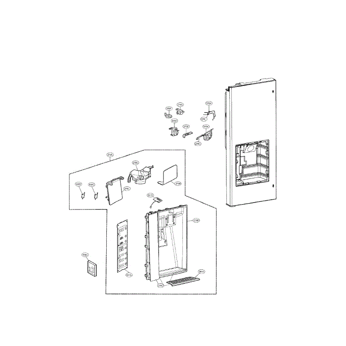 Dispenser Diagram and Parts List for LFX29927SB 00 LG Refrigerator