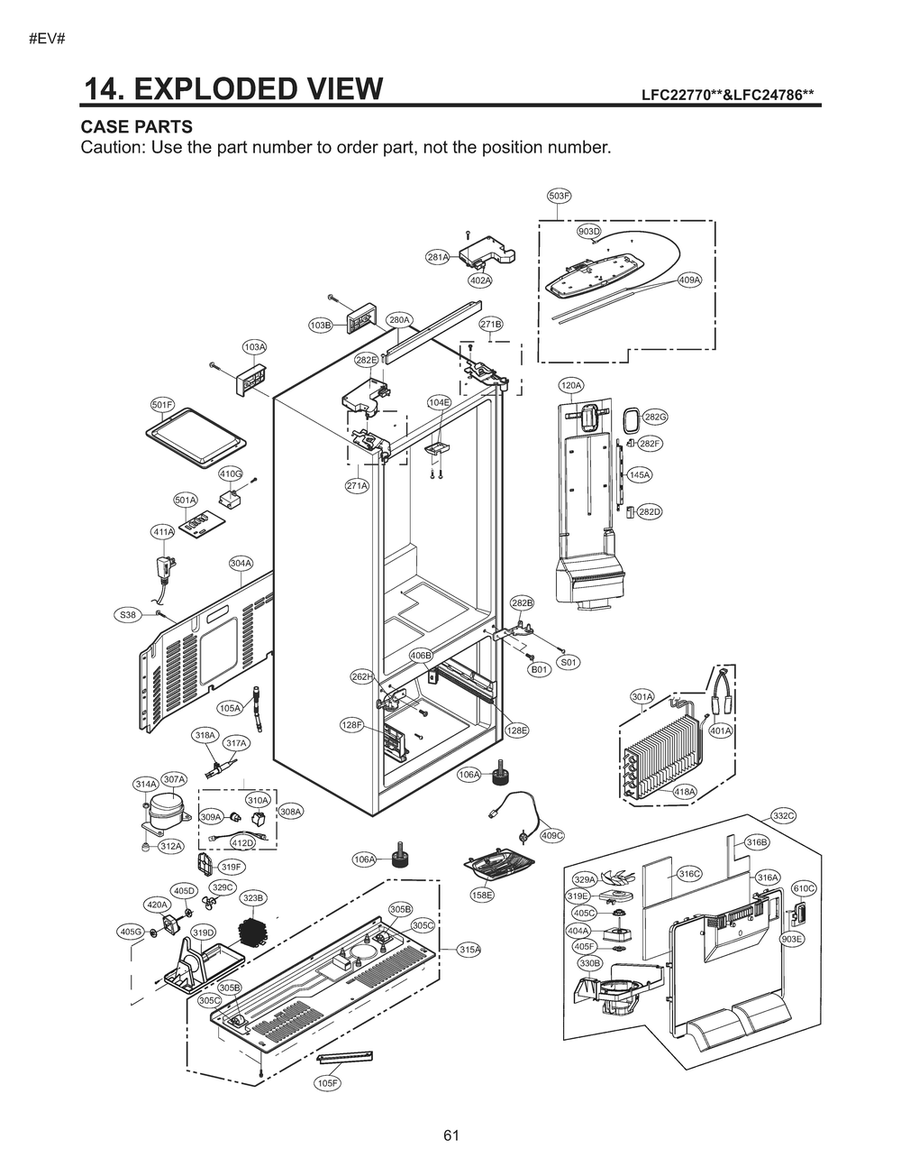 Case Parts Diagram and Parts List for GM-B223RSNM ASTCNA0 LG Refrigerator