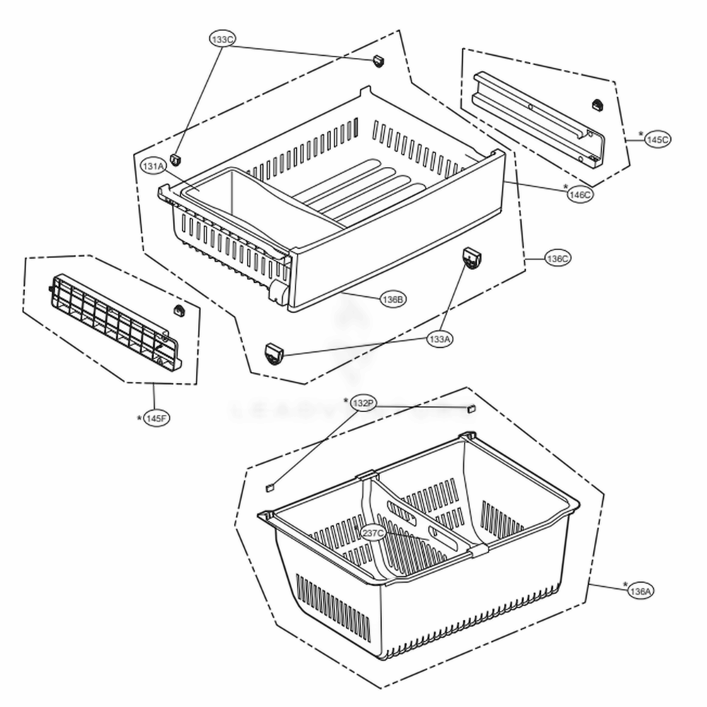 Freezer Parts Diagram and Parts List for LFXS28968S ASTCNA1 LG Refrigerator
