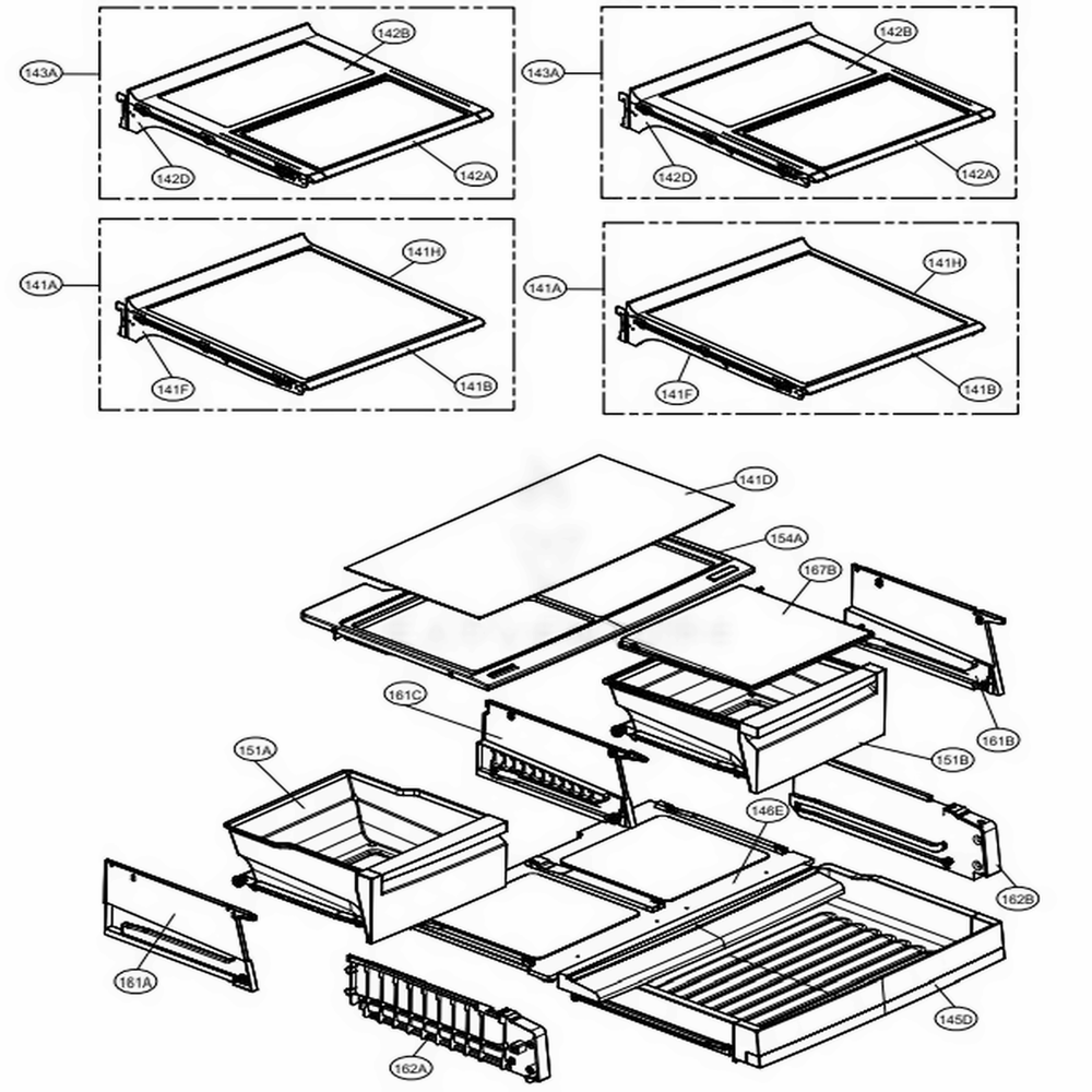 Refrigerator Parts Diagram and Parts List for 74073 ASTCSE0 LG Refrigerator