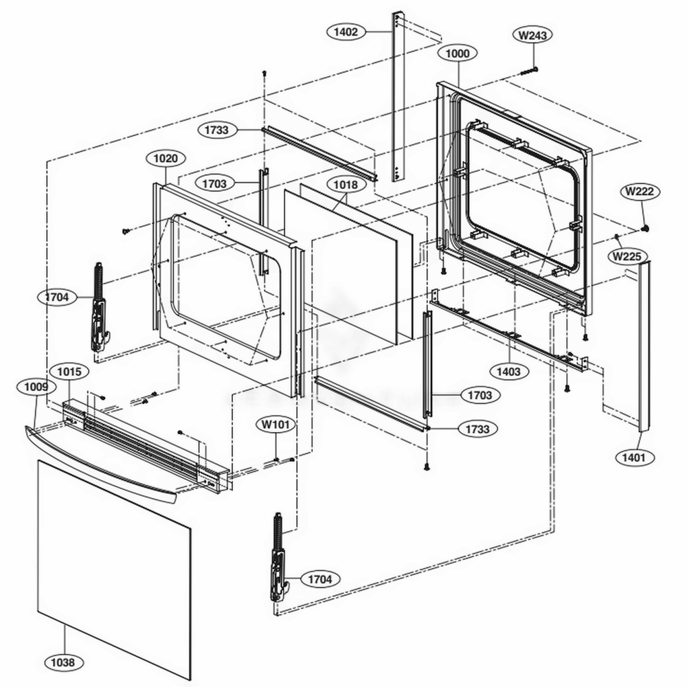 Door Parts Diagram and Parts List for LRG3193SW FWHELGA LG Range