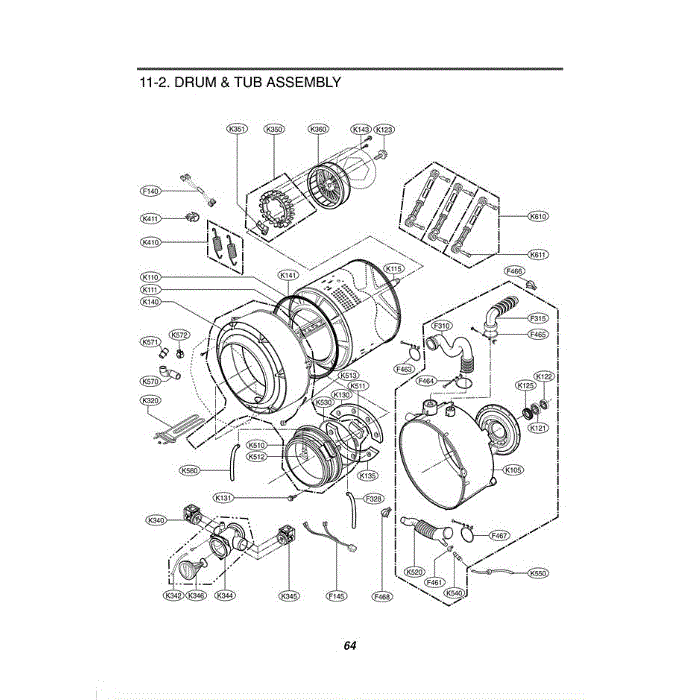 Section 1 Diagram and Parts List for WM3988HWA ABWEEUS LG Washer