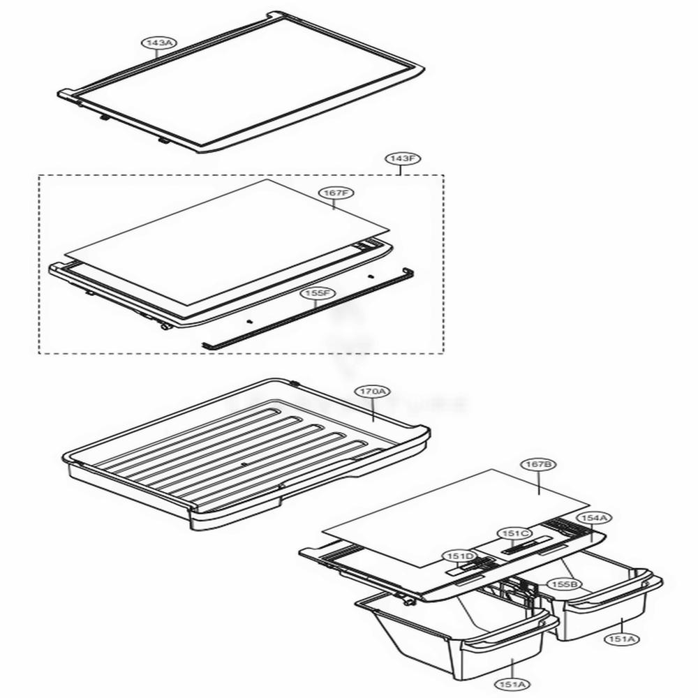 Refrigerator Parts Diagram and Parts List for LTCS24223W ASWCNA1 LG Refrigerator