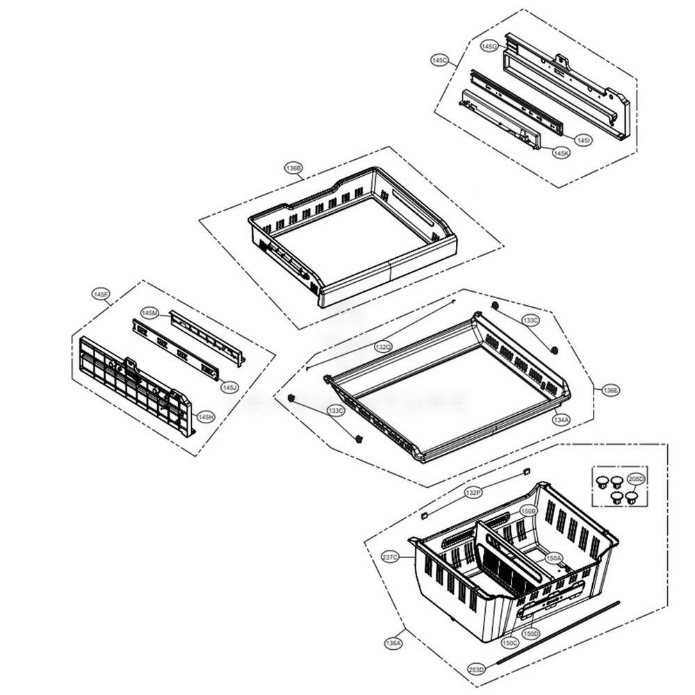 Freezer Parts Diagram and Parts List for LMXS30746S ASTCNA0 LG Refrigerator