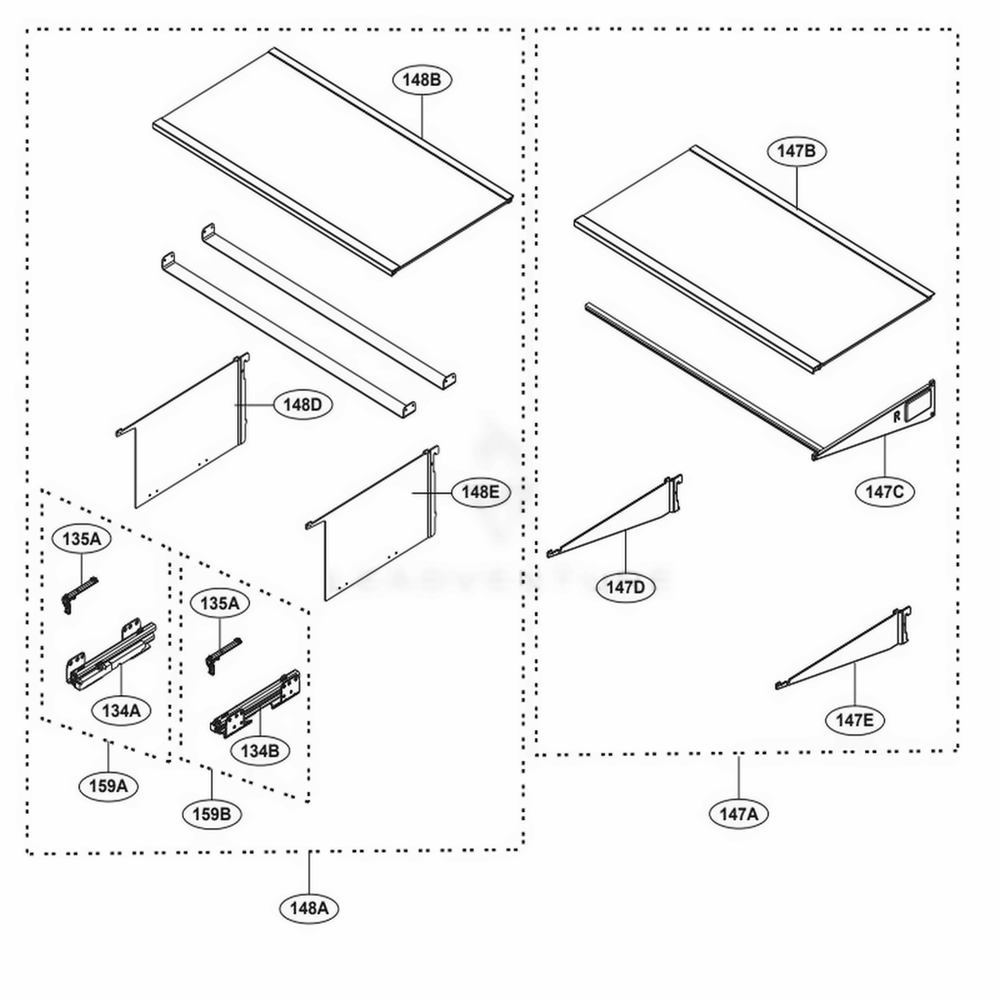 Shelf Diagram and Parts List for SKSCR3001P ASWCNA0 LG Range