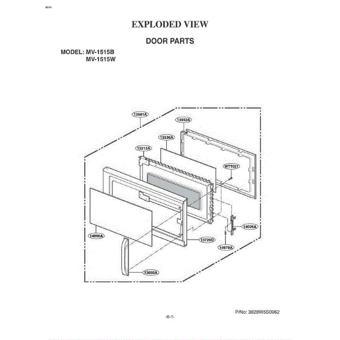 Section 4 Diagram and Parts List for MV-1515W WHEGSE LG Microwave Oven Combo