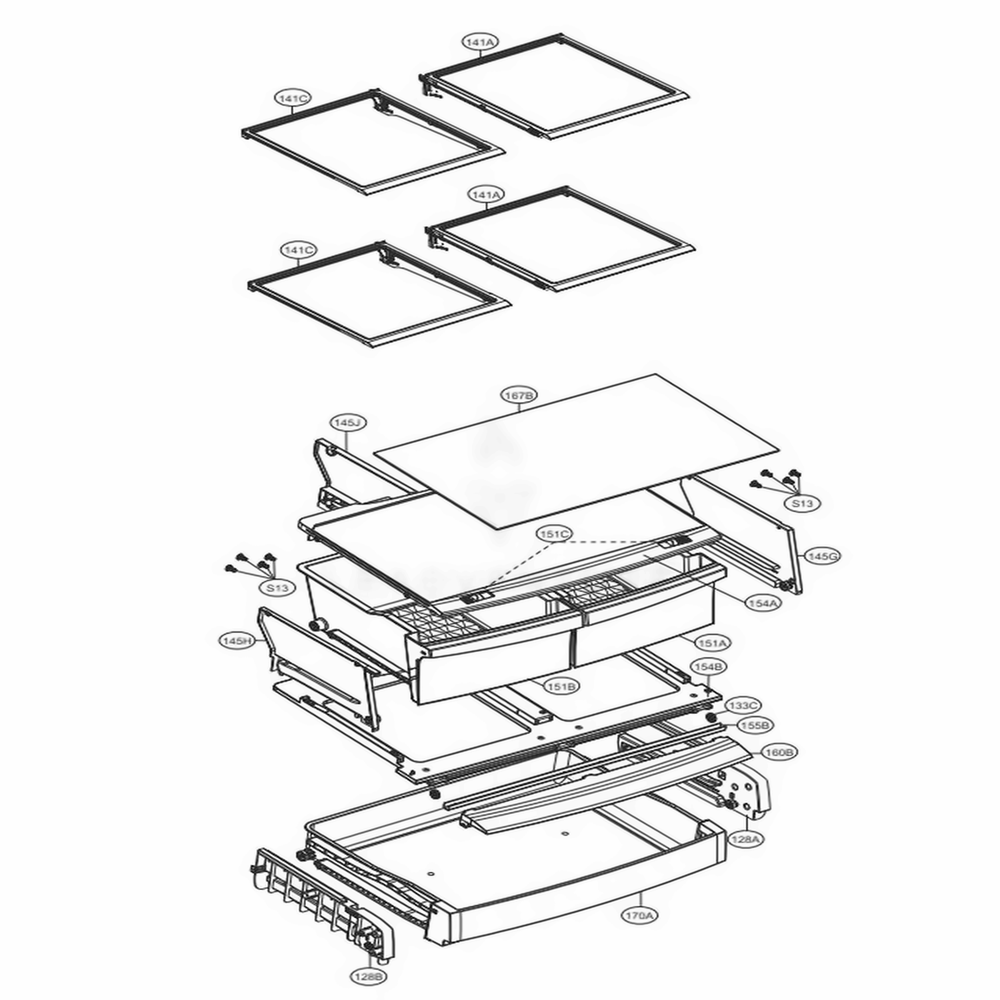 Refrigerator Parts Diagram and Parts List for LFDS22520S ASTCNA1 LG Refrigerator
