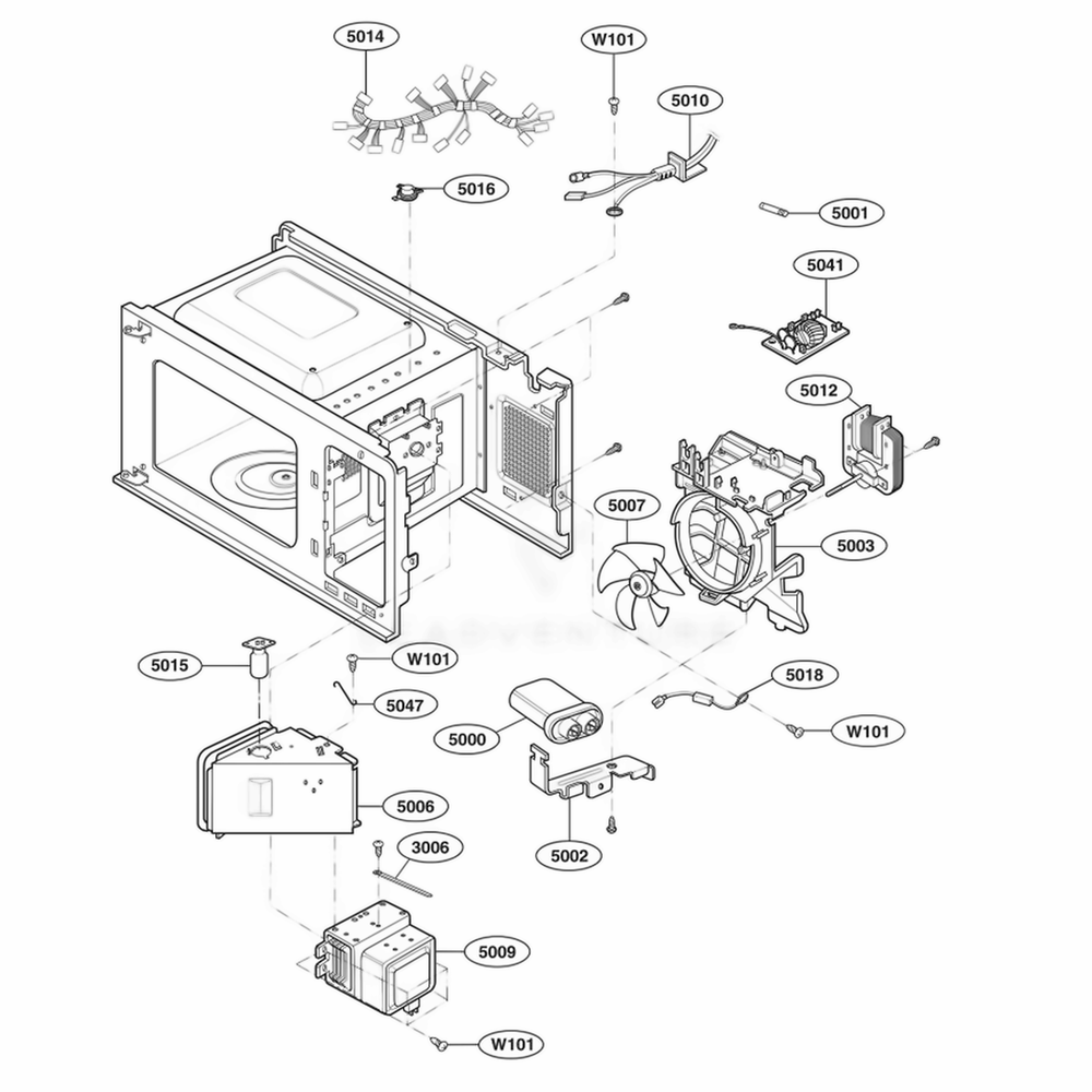 Interior Parts Diagram and Parts List for LCS1114SB CBKEBBY LG Range