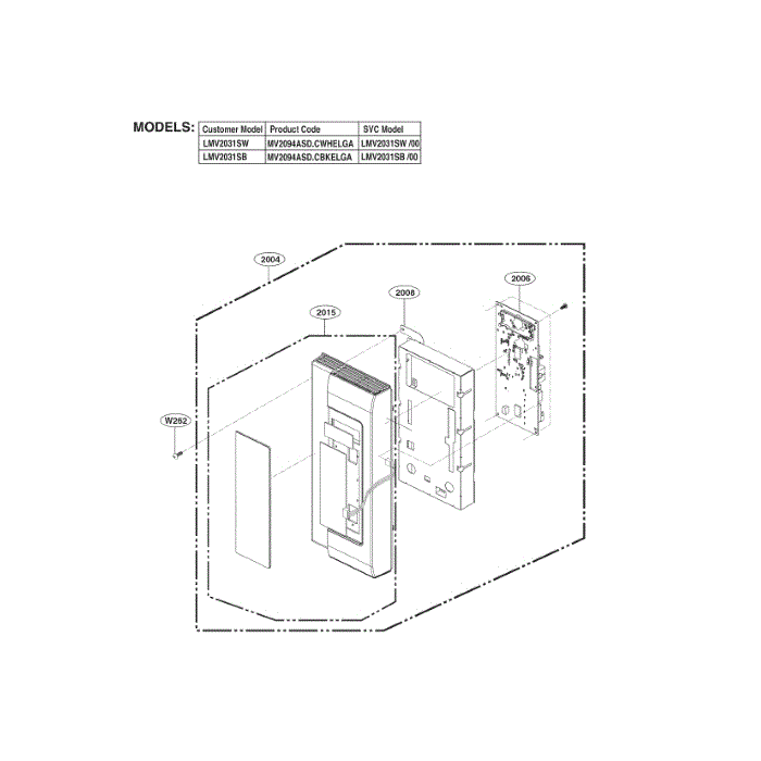 Controller Diagram and Parts List for LMV2031ST 00 LG Microwave