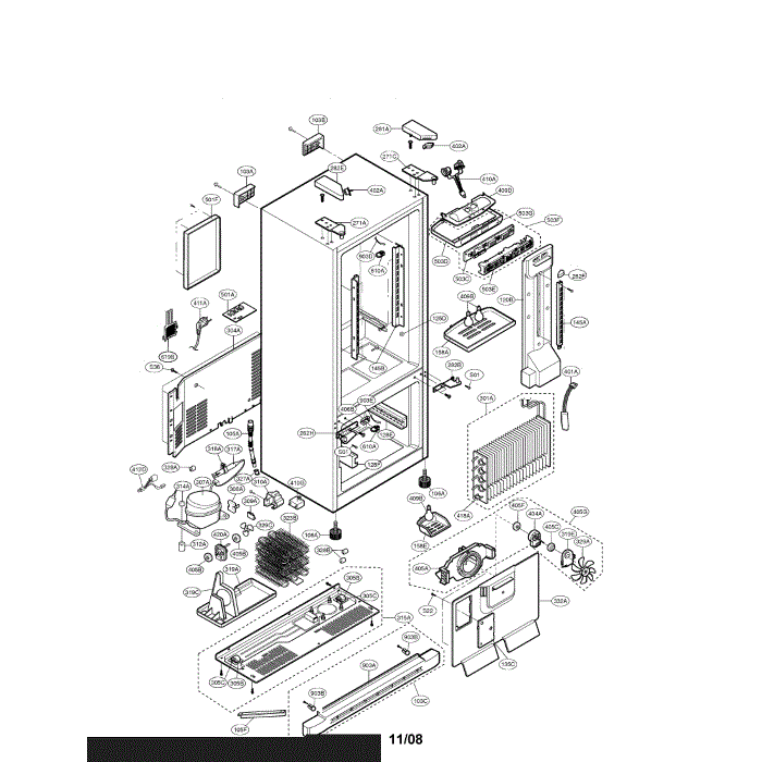 Case Diagram and Parts List for LFC20760SW 00 LG Refrigerator