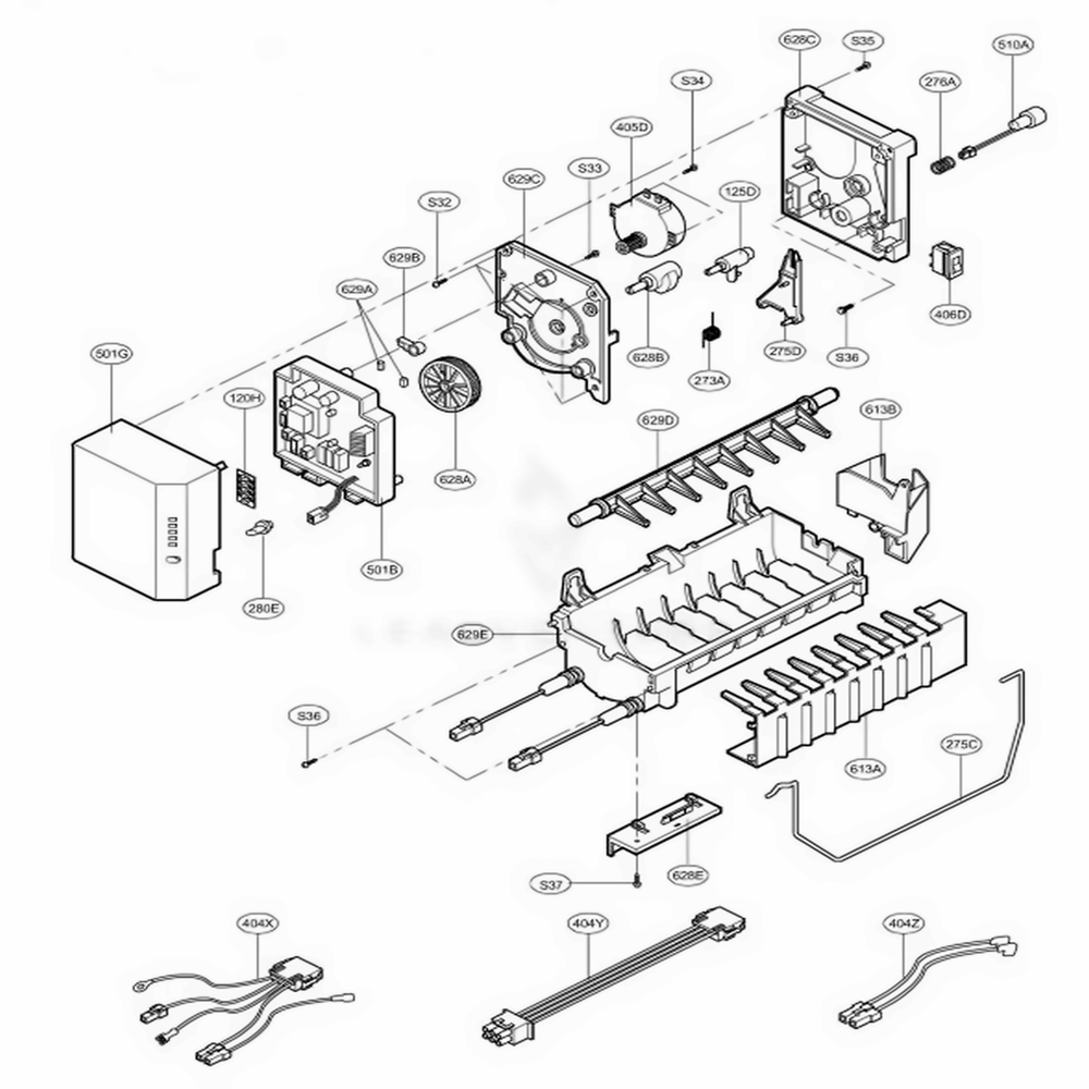 Ice Maker Parts 2 Diagram and Parts List for 73966 ATICSEA LG Refrigerator