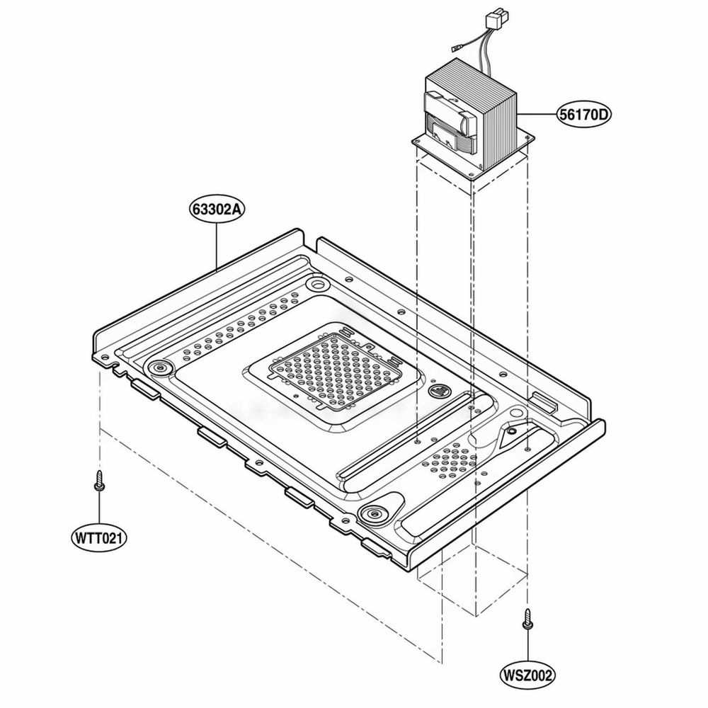 Base Plate Parts Diagram and Parts List for MA1152W CWHEBBY LG Wall Oven