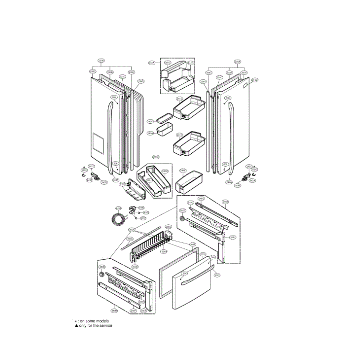 Doors Diagram and Parts List for LFX25961SB 00 LG Refrigerator