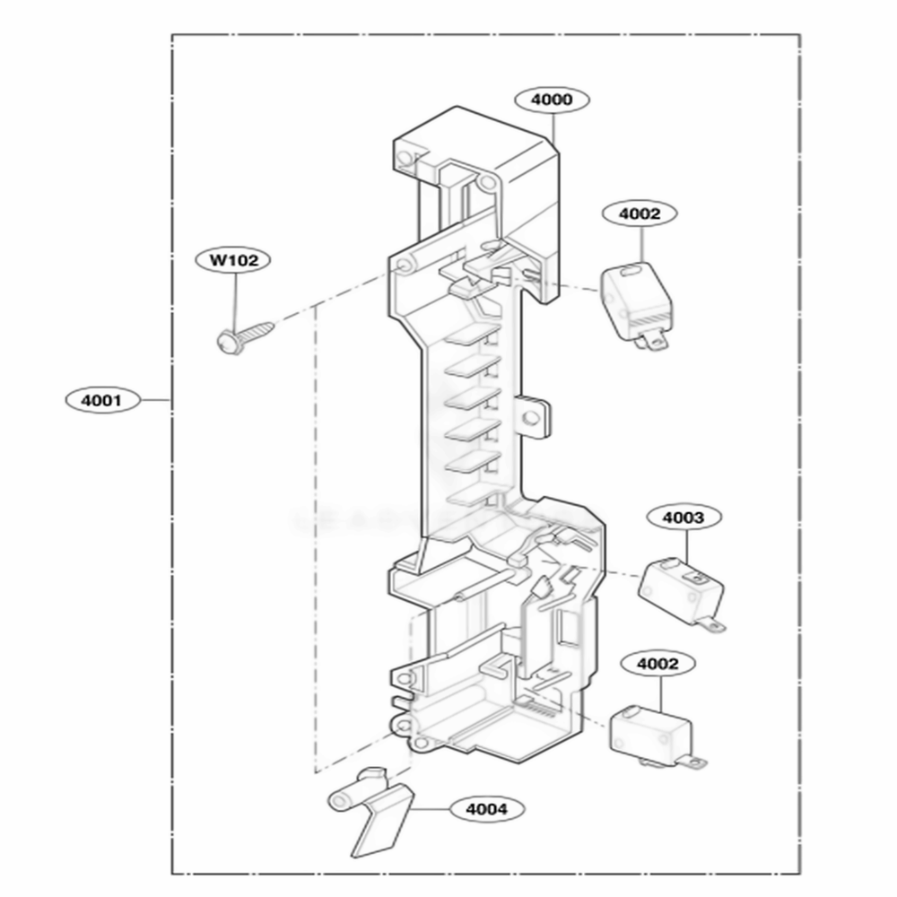 Latch Board Parts Diagram and Parts List for 63762 AWHESEA LG Range