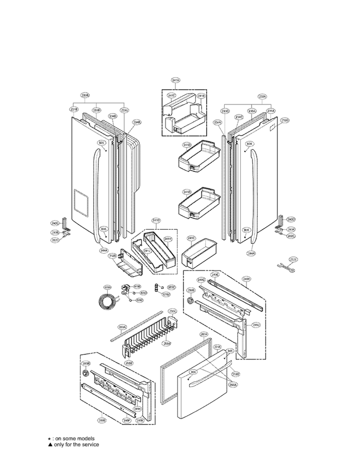 Door Parts Diagram and Parts List for LFX25971SW 02 LG Refrigerator