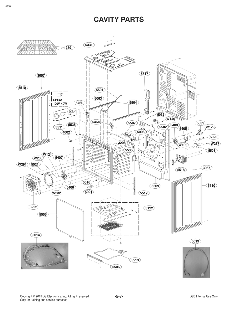 Cavity Parts Diagram and Parts List for FE1784LS ASTLLGA LG Range