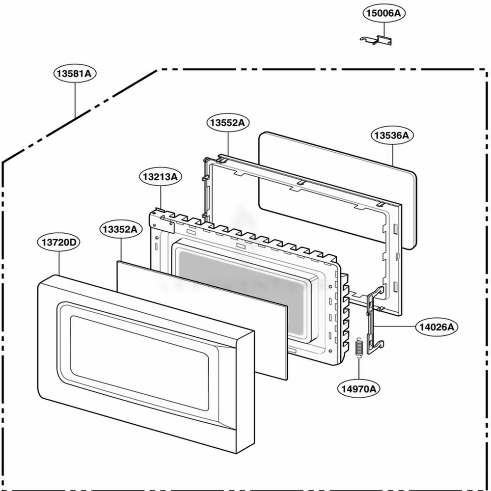 Door Parts Diagram and Parts List for MT4110SKQ CMWEWRP LG Wall Oven
