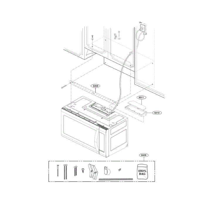 Installation Diagram and Parts List for LMV2031SW 00 LG Microwave