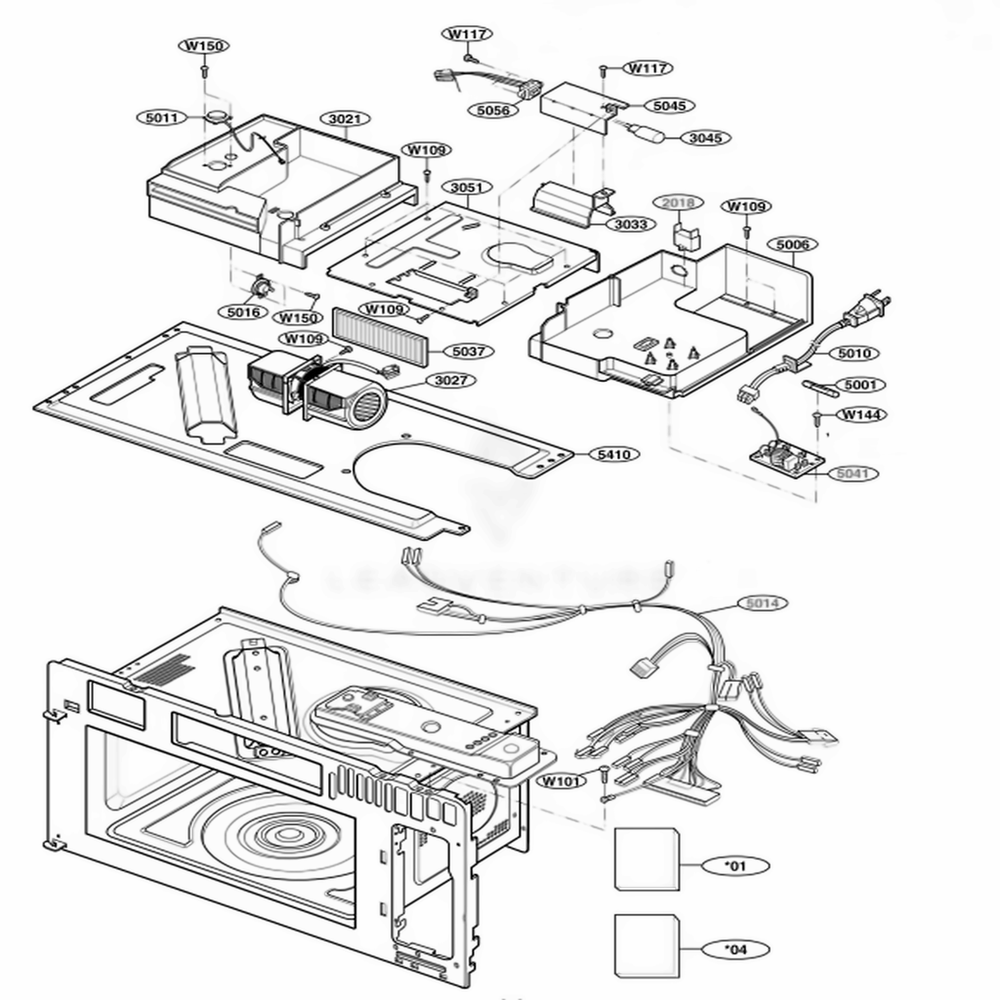 Interior Parts 3 Diagram and Parts List for MMV6178AAS AS1EMTG LG Wall Oven
