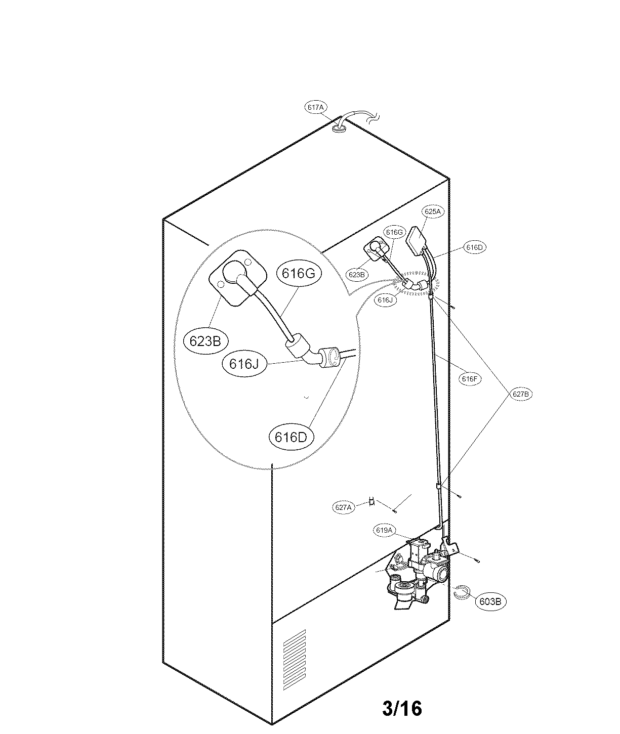 Valve And Water Parts Diagram and Parts List for 79570322312  Kenmore Refrigerator