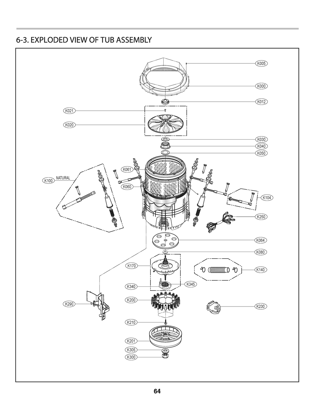 Tub Assembly Diagram and Parts List for T1772HFFT ABWETUS LG Washer