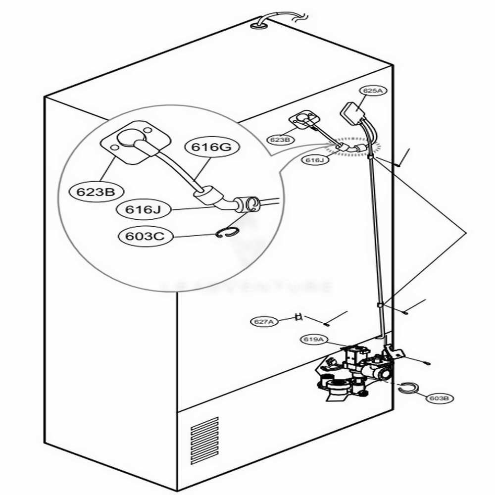 Valve And Water Tube Parts Diagram and Parts List for 74073 ASTCSE0 LG Refrigerator