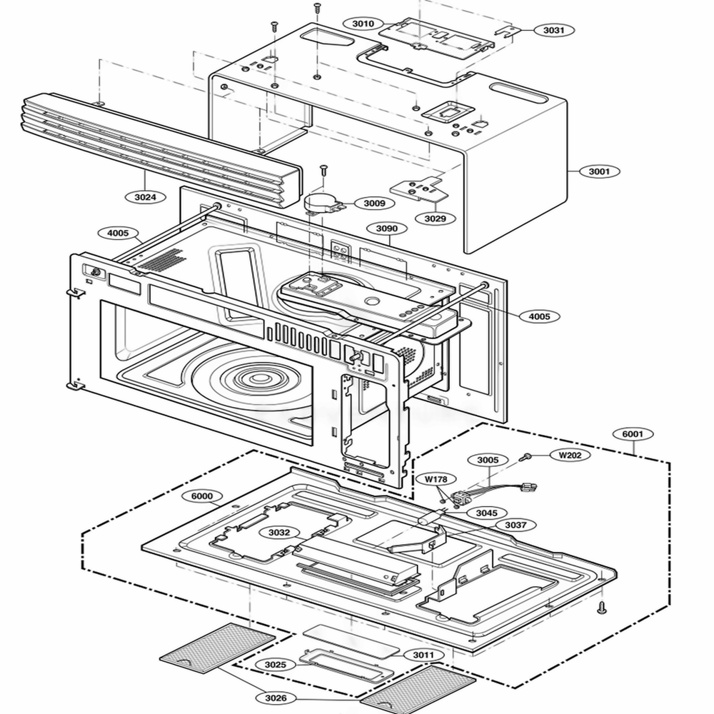 Oven Cavity Parts Diagram and Parts List for DOTRC17SS ASBEDOM LG Range