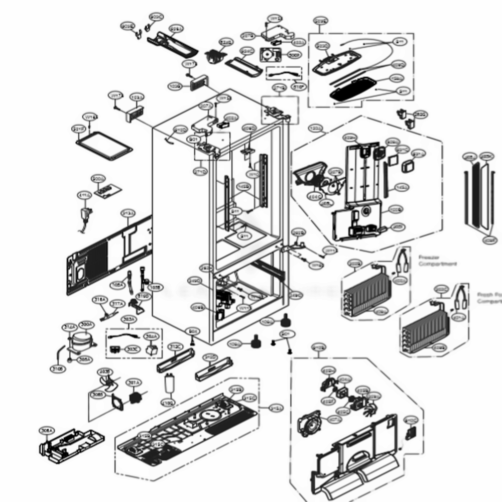 Case Parts Diagram and Parts List for LSFXC2476S ASTCNA0 LG Refrigerator