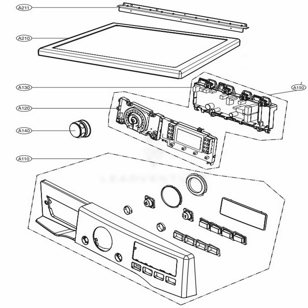 Control Panel And Plate Assembly Touch Lcd Type Diagram and Parts List for DLEX3370W ABWEEUS LG Dryer
