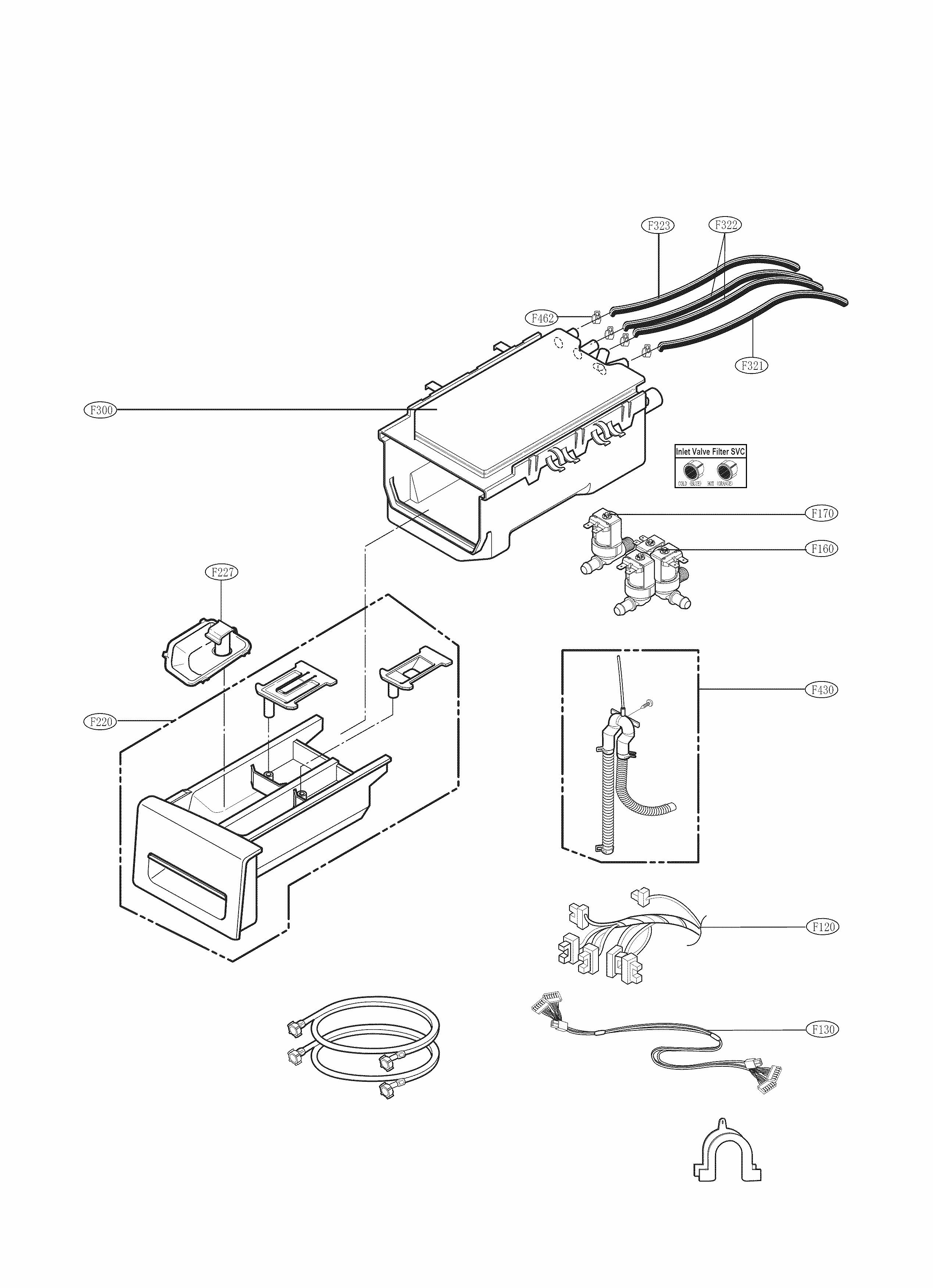 Dispenser Part Diagram and Parts List for 79641283310  Kenmore Washer