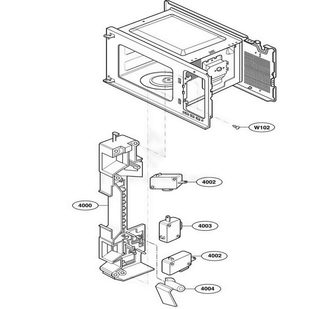 Latch Board Parts 1 Diagram and Parts List for 62252 CWHESEA LG Wall Oven