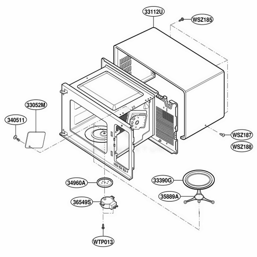 Oven Cavity Parts Diagram and Parts List for YMT3110SHQ MWEWPC LG Range