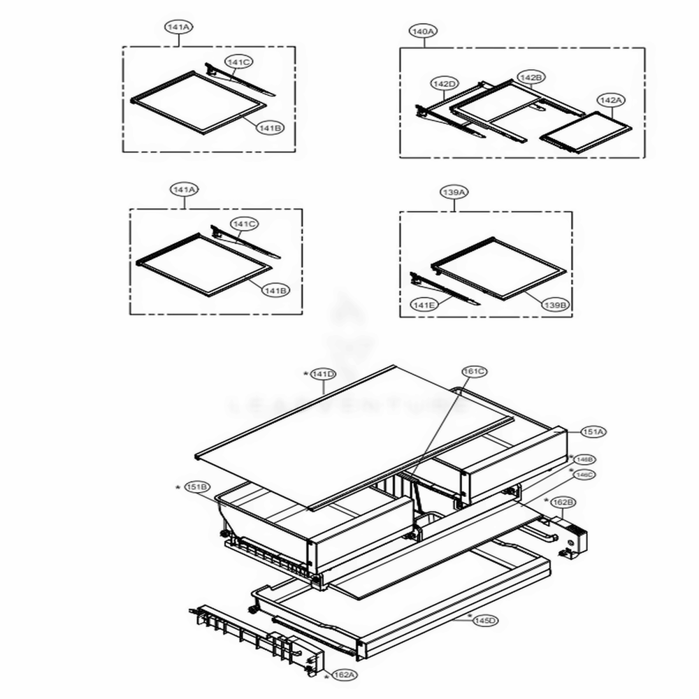 Refrigerator Parts Diagram and Parts List for LMXS28626D ASBCNA2 LG Refrigerator