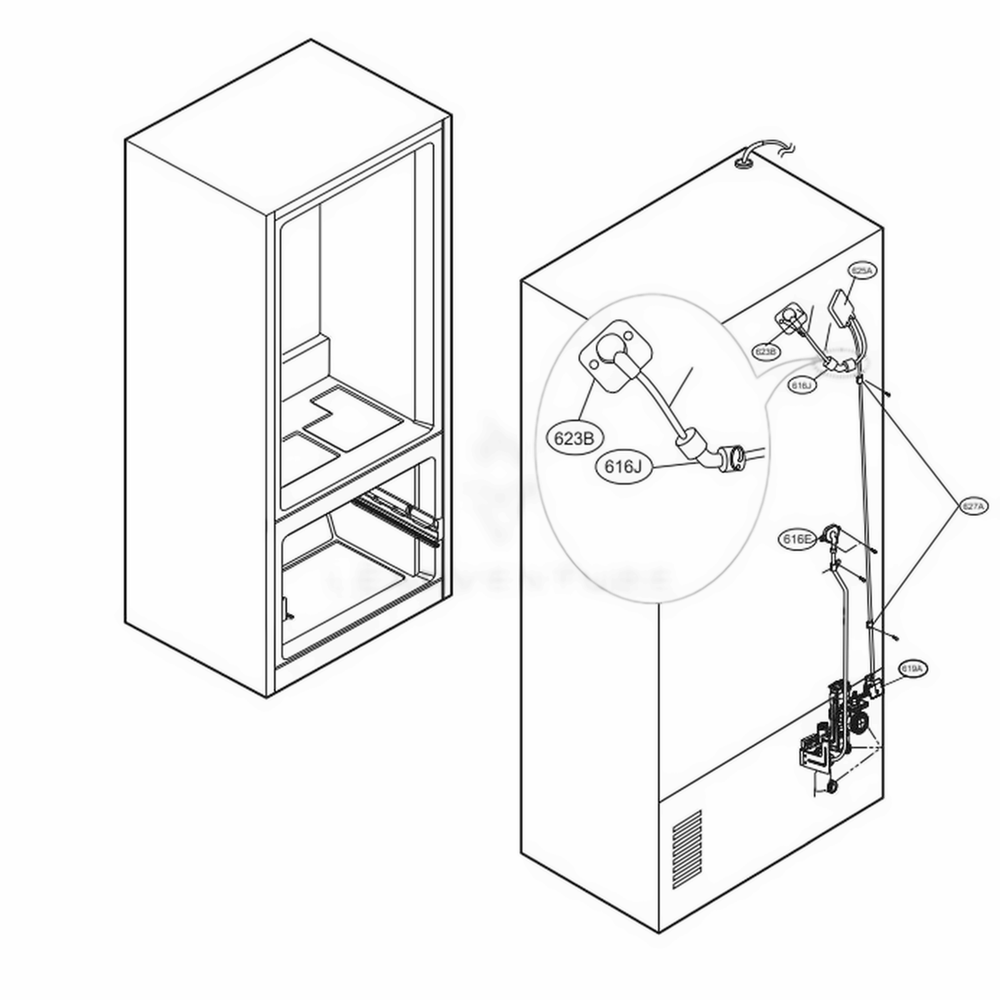 Valve And Water Tube Parts Diagram and Parts List for LRFWS2906S ASTCNA0 LG Refrigerator