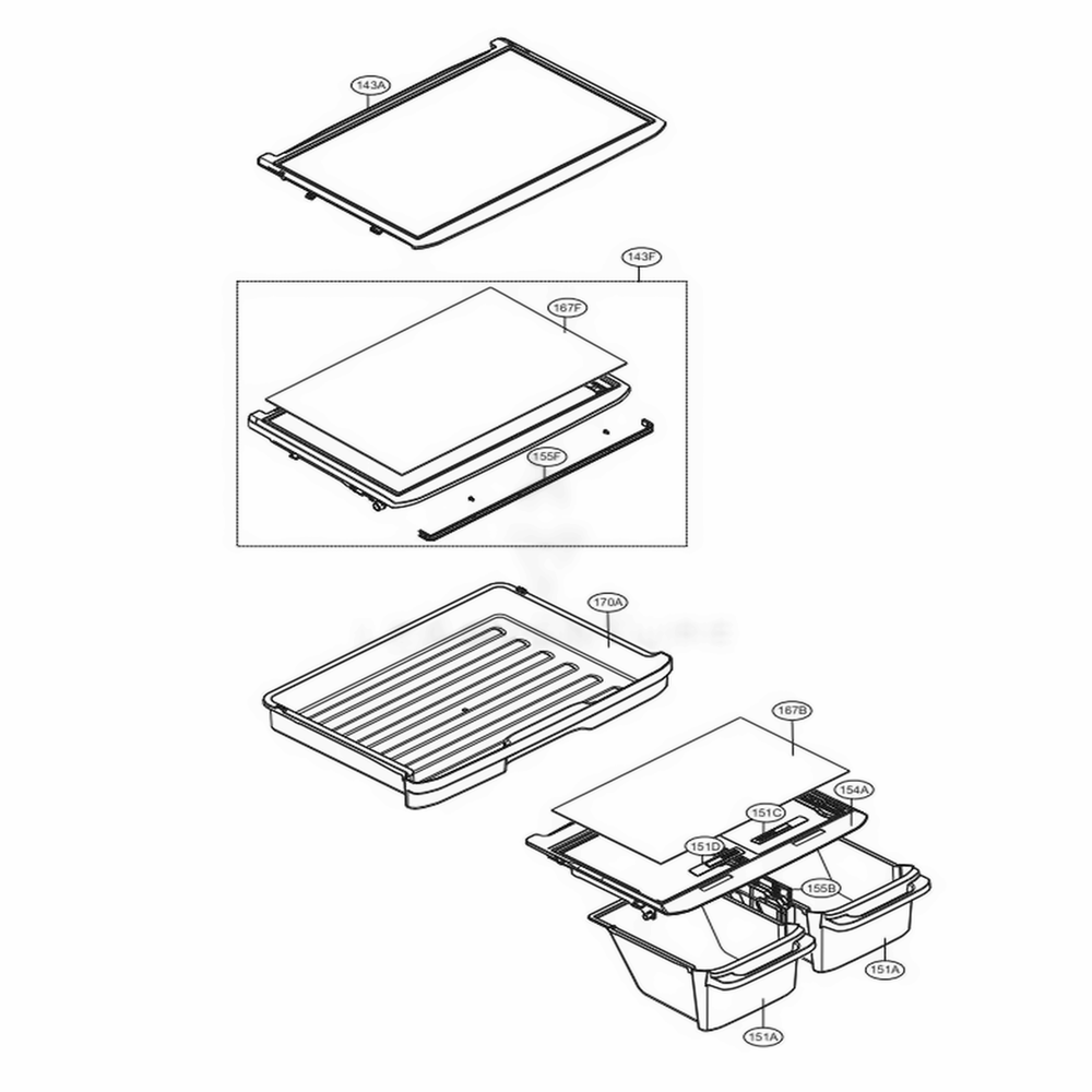 Refrigerator Parts Diagram and Parts List for 68032 ASWCSE7 LG Refrigerator
