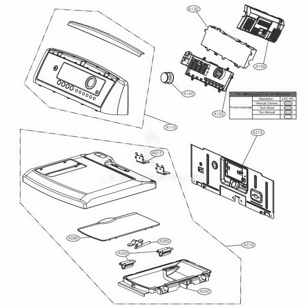Control Panel And Plate Assembly Diagram and Parts List for 79472 ABWESEU LG Dryer