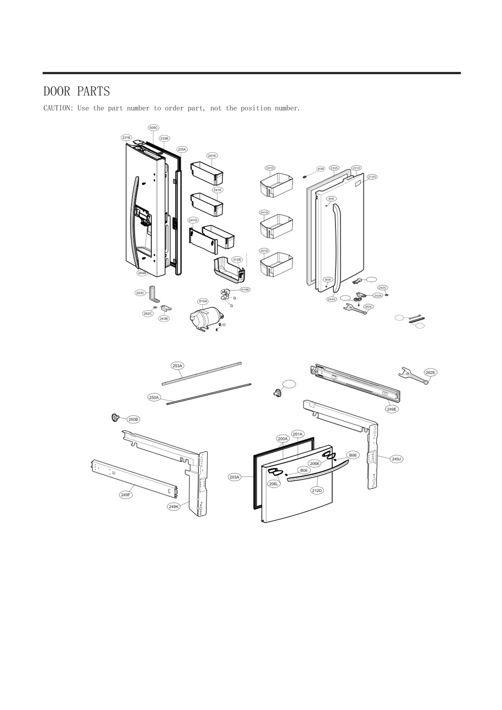 Door Parts Diagram and Parts List for GC-L288NKXM ASBCNA2 LG Refrigerator