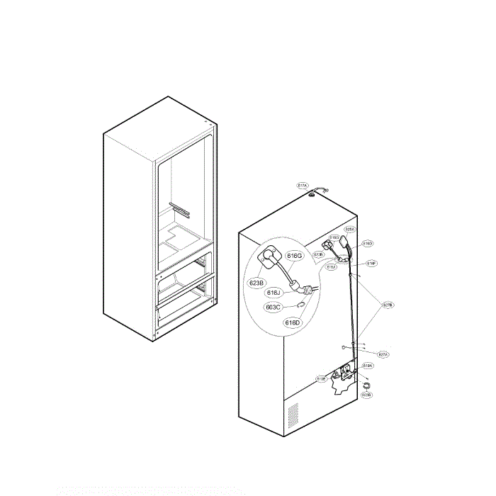 Valve And Water Diagram and Parts List for LMX25984SB 00 LG Refrigerator
